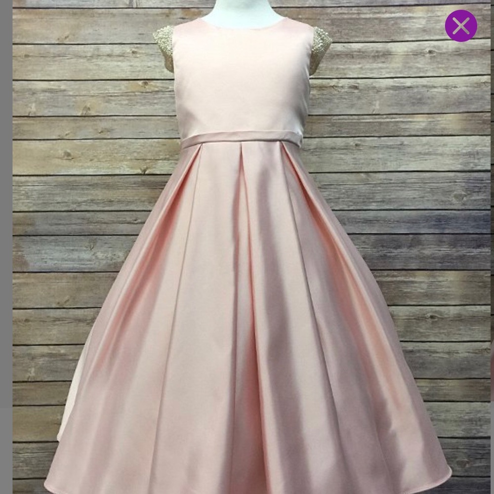 Precious Kids Pink Pearl Satin Dress